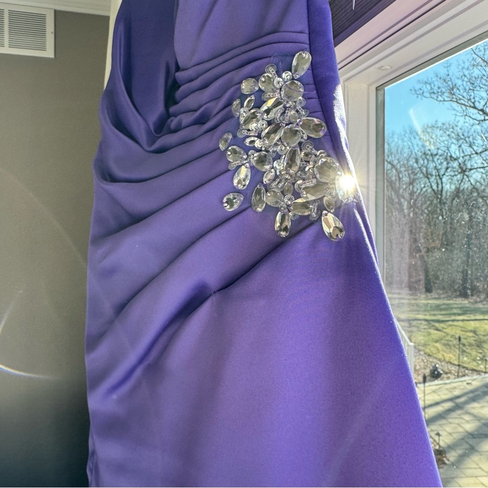 Elegant Purple Dress with Crystal Embellishments
